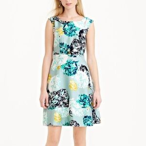 J.Crew Blue Aquatic Floral Silk Dress Size 12